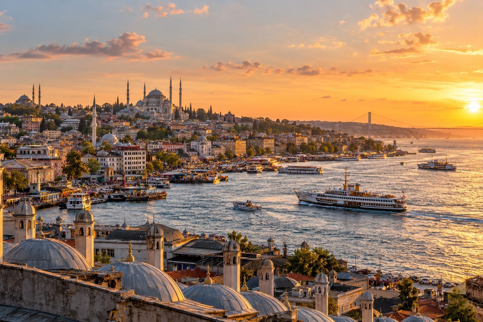 De Bosporus en historische skyline van Istanbul