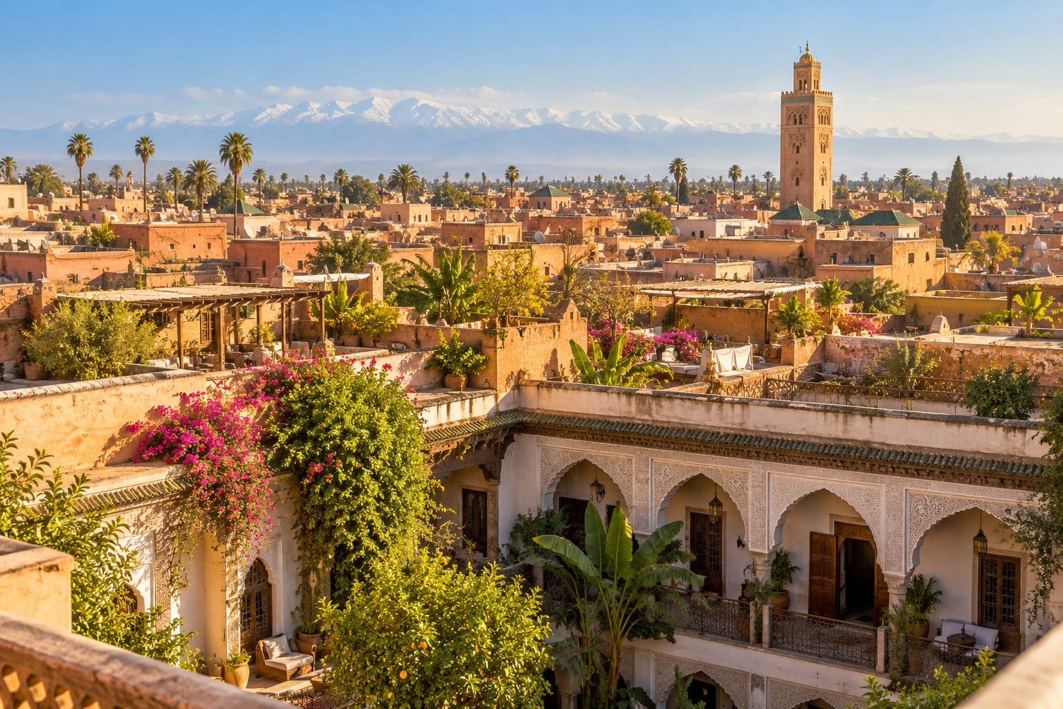 Terracotta daken en traditionele architectuur in Marrakech